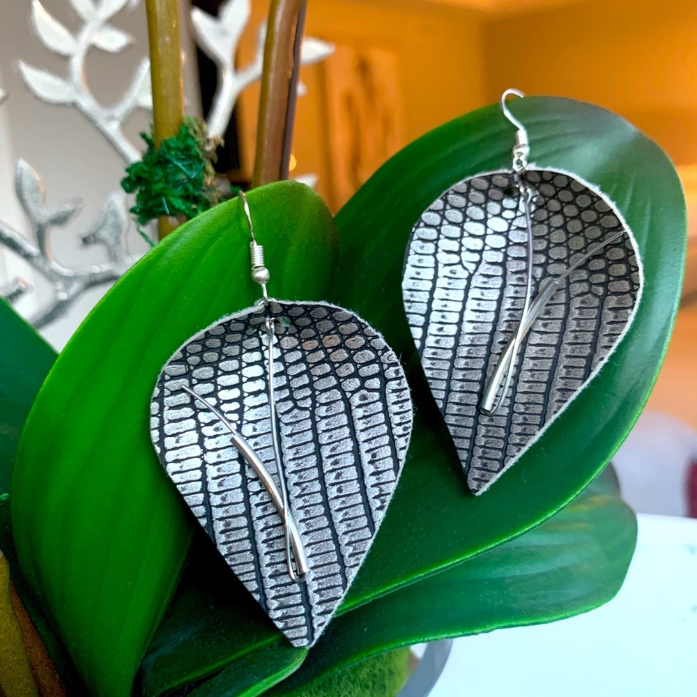 Handmade Silver Snakeskin Teardrops